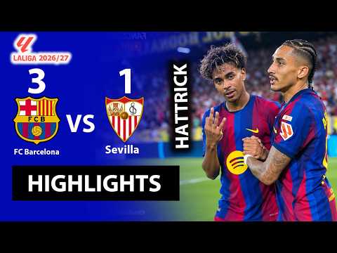 FC Barcelona vs Sevilla FC 3-1 LaLiga 2026 Match Highlights | Raphinha Hat-trick &amp; Lamine Yamal