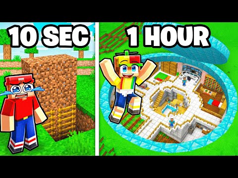 10 Second vs 1 Hour SECRET BUNKER Build Battle!