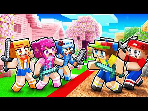 The Girls SPLIT the VILLAGE IN HALF in Minecraft!