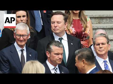 WATCH: China’s premier meets Elon Musk, Jensen Huang and other CEOs traveling with Trump