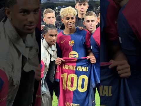Lamine 1️⃣0️⃣0️⃣ #fcbarcelona #lamineyamal #championsleague #shorts