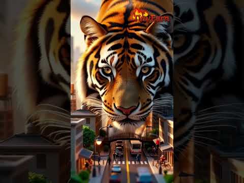 🐅 Silent king. Tiny world. Big power#Tiger #MiniatureCity #SilentPower #WildMeetsCity #CinematicArt
