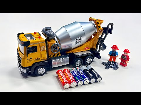 Unboxing RC New energy police car,Concrete transport truck,EV City 3D Fire Truck,EV Excavator