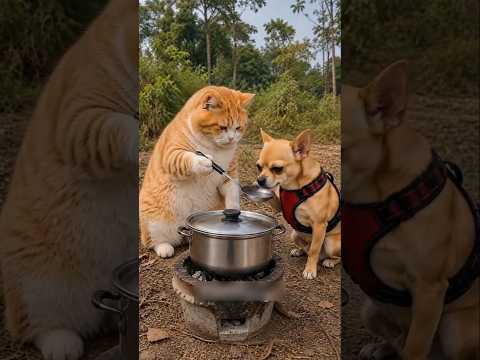 What is the cat feeding you?🤣#comedy #funny #cat #shorts #dog