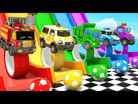 Spinning giant wheels! - Jumping toy cars that change colors - Baby Nursery Rhymes &amp; Kids Songs